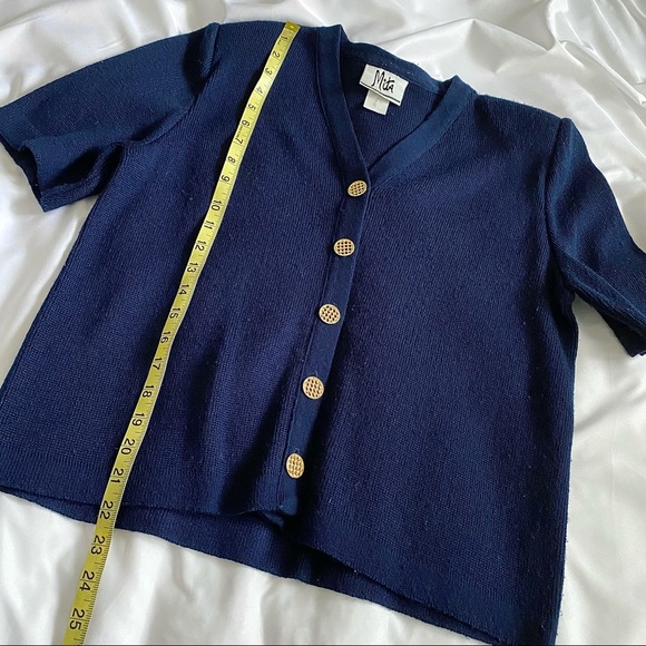 Mita Vintage Navy Blue Sweater Skirt Suit - Picture 3 of 9